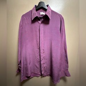 Silk blue and red striped button up